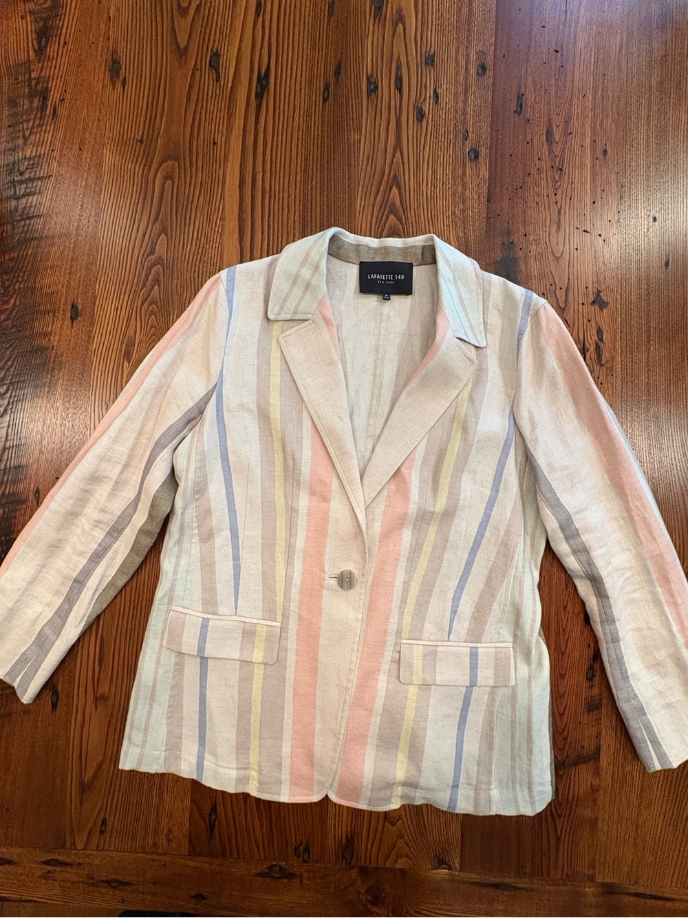 Lafayette 148 New York Marie Striped Linen Blazer Jacket Classic Business Sz 10